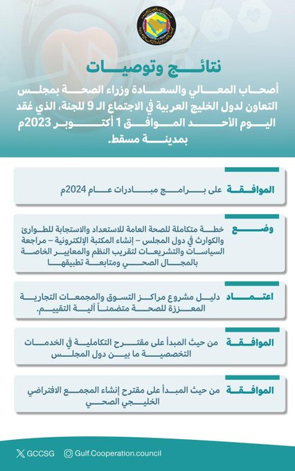 نتائج وتوصيات وزراء الصحة بـ #مجلس_التعاون في الاجتماع الـ 9