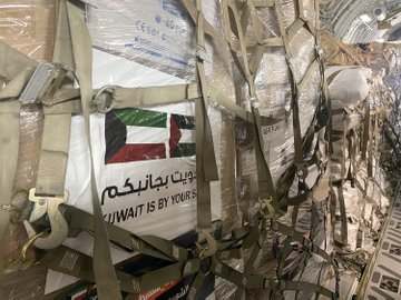 إقلاع الطائرة الإغاثية الـ 36 من الجسر الجوي الكويتي بحمولة 40 طناً من المساعدات الإغاثية لأهالي غزة