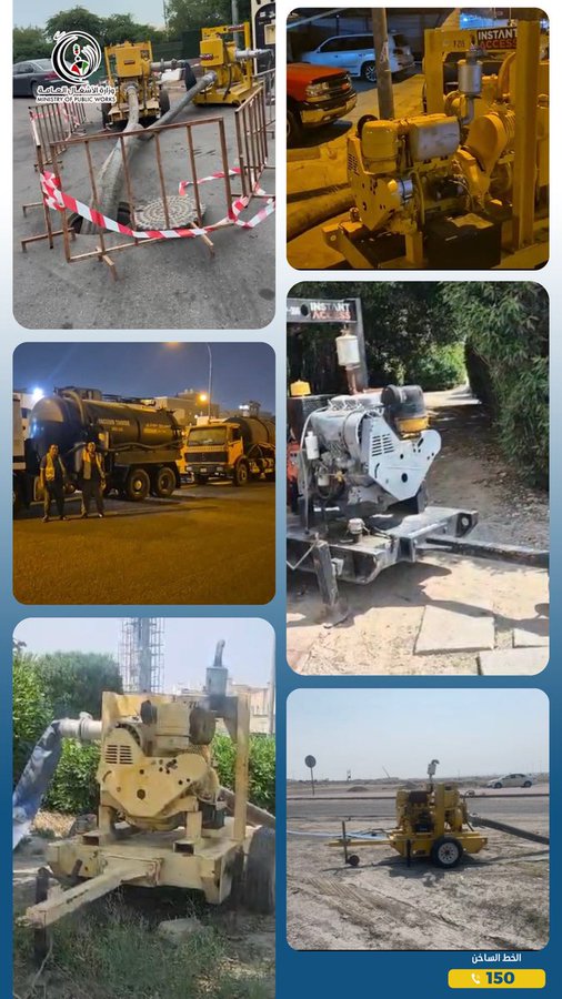#الأشغال تنشر مضخات سحب المياة في مختلف المحافظات
