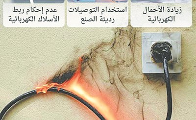 التّماس والتوصيلات والدفايات وزيادة الأحمال وراء حرائق الشتاء