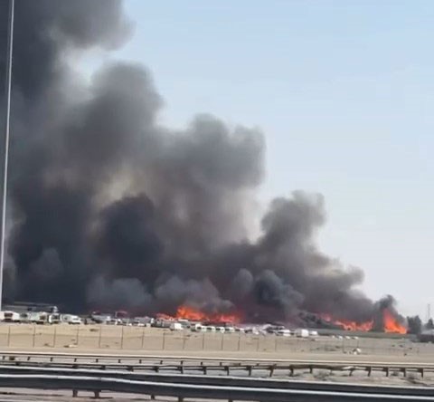 تسعة فرق إطفاء تسيطر على حريق في سكراب أمغرة